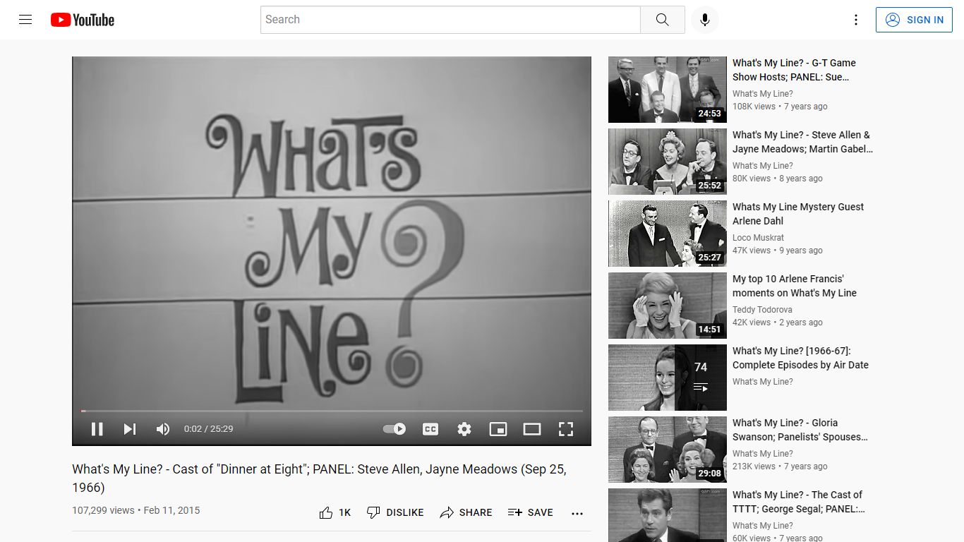 What's My Line? - Cast of "Dinner at Eight"; PANEL: Steve ... - YouTube